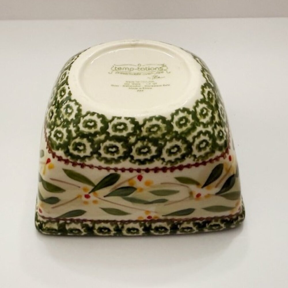 Temp-Tations by Tara Old World Green 6" Square Bowl w/ Lid Bakeware 1.0 Qt. - Picture 5 of 7